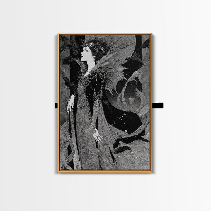 The Spider Queen, Stained Glass Gothic Art, Vertical Wall Art, Dark Halloween Decor, Canvas Print, Halloween Wall Art
