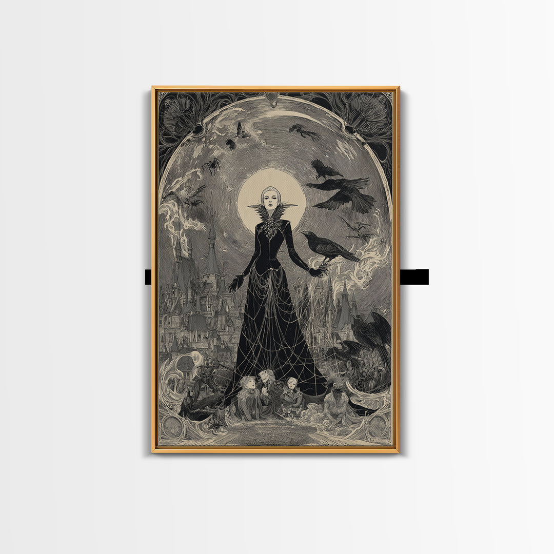 The Spider Queen, Victorian Macabre Art, Vertical Wall Art, Gothic Horror Wall Art, Canvas Print, Halloween Wall Art