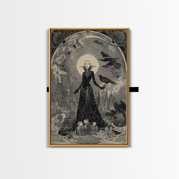 The Spider Queen, Victorian Macabre Art, Vertical Wall Art, Gothic Horror Wall Art, Canvas Print, Halloween Wall Art