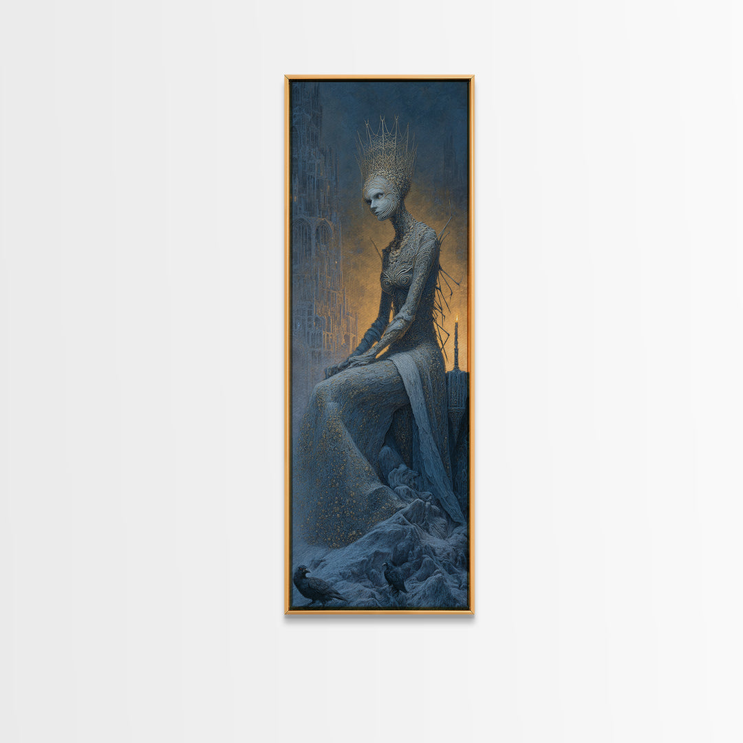 The Spider Queen, Surreal Apocalyptic Art, Tall Narrow Wall Art, Gothic Horror Wall Art, Canvas Print, Halloween Wall Art
