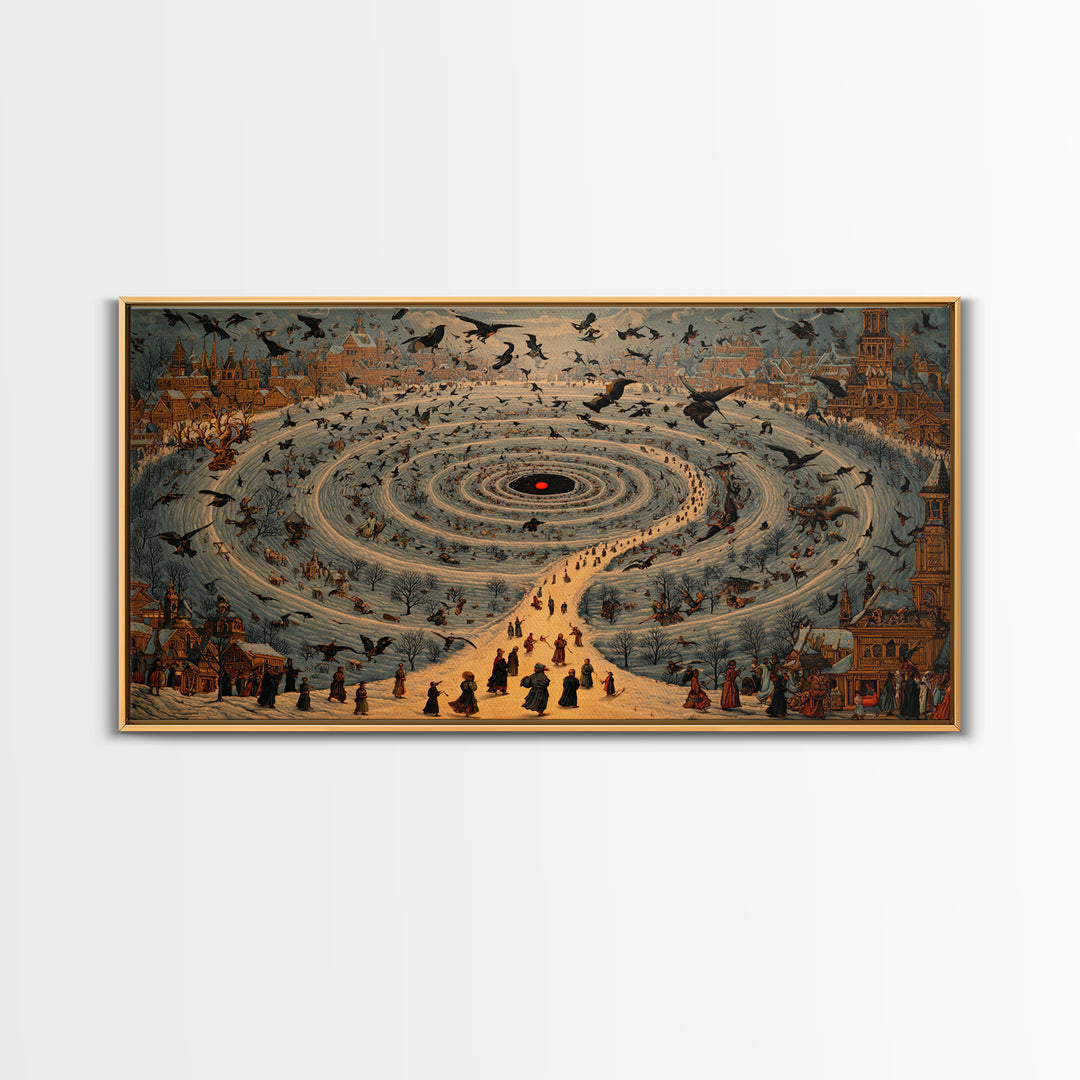 The Red-Eyed Moth Creature, Northern Renaissance Horror, Wide Panoramic Art, Dark Fantasy Wall Art, Canvas Print