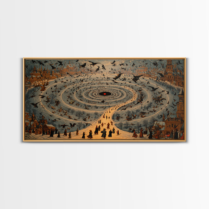 The Red-Eyed Moth Creature, Northern Renaissance Horror, Wide Panoramic Art, Dark Fantasy Wall Art, Canvas Print