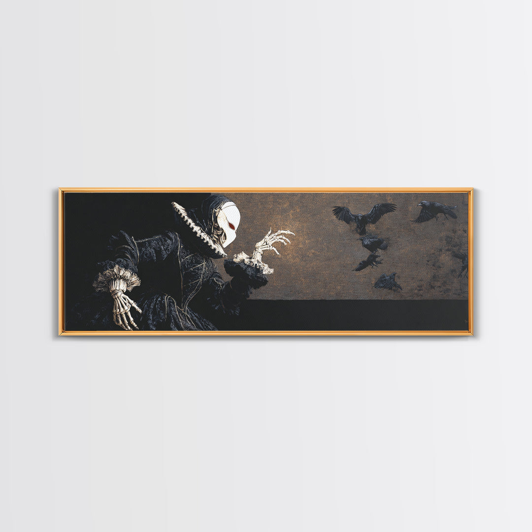 The Red-Eyed Moth Creature, Danse Macabre Art, Extra Wide Wall Art, Dark Halloween Decor, Canvas Print, Dark Fantasy Art