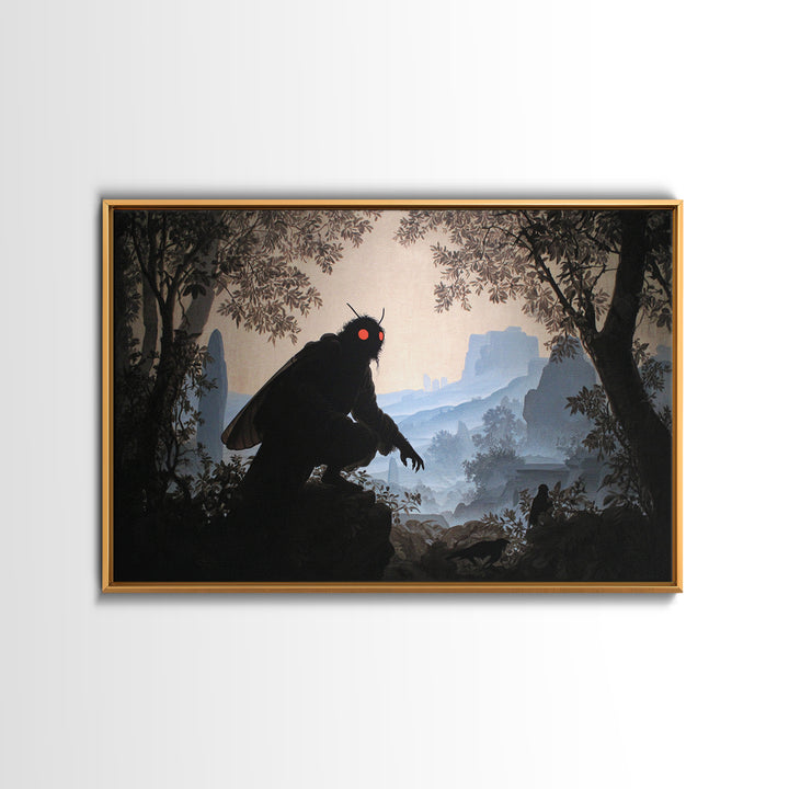 The Red-Eyed Moth Creature, Romantic Gothic Landscape, Landscape Wall Art, Gothic Horror Wall Art, Canvas Print, Halloween Decor