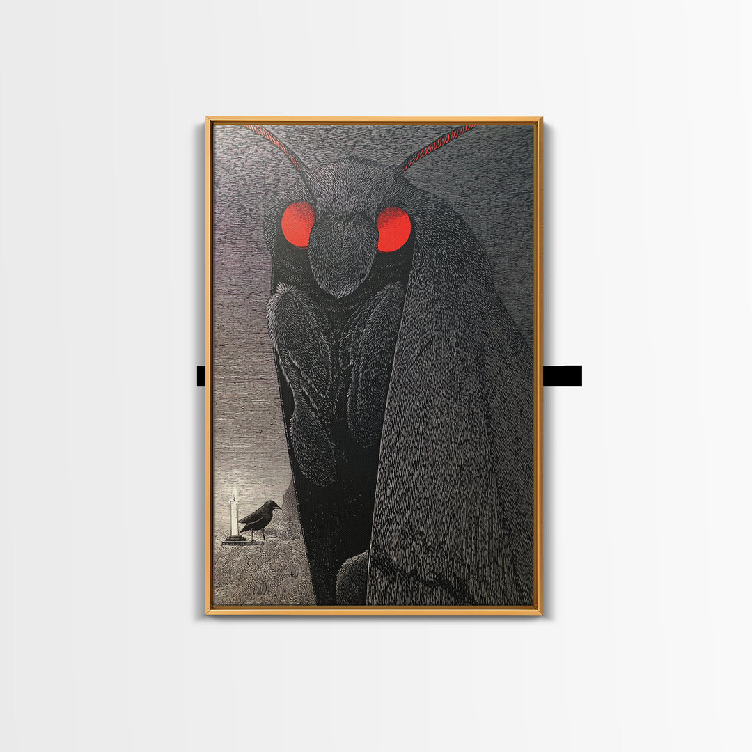 The Red-Eyed Moth Creature, Victorian Macabre Art, Vertical Wall Art, Dark Fantasy Wall Art, Canvas Print, Halloween Wall Art