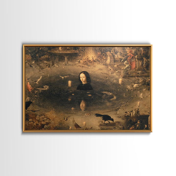 The Lake Phantom, Medieval Grotesque Art, Landscape Wall Art, Dark Halloween Decor, Canvas Print, Halloween Wall Art