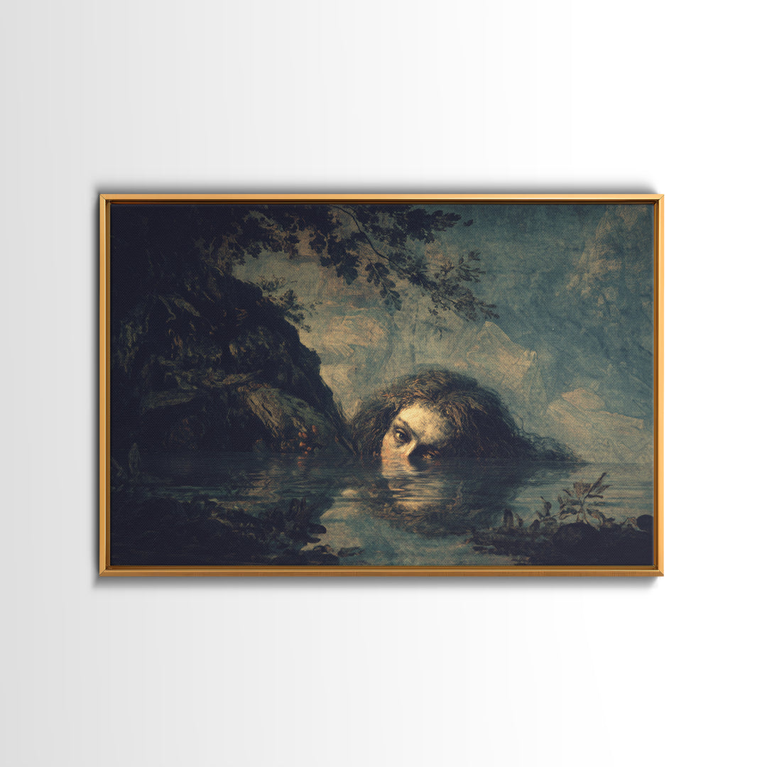 The Lake Phantom, Baroque Witchcraft Art, Landscape Wall Art, Gothic Horror Wall Art, Canvas Print, Halloween Wall Art