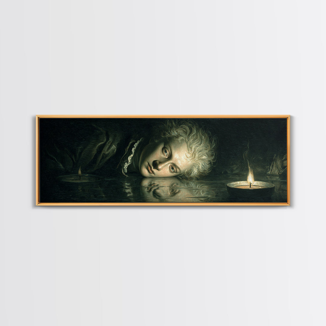 The Lake Phantom, Gothic Nightmare Art, Extra Wide Wall Art, Dark Fantasy Wall Art, Canvas Print, Halloween Wall Art, Halloween Decor