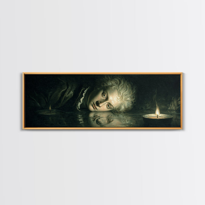 The Lake Phantom, Gothic Nightmare Art, Extra Wide Wall Art, Dark Fantasy Wall Art, Canvas Print, Halloween Wall Art, Halloween Decor