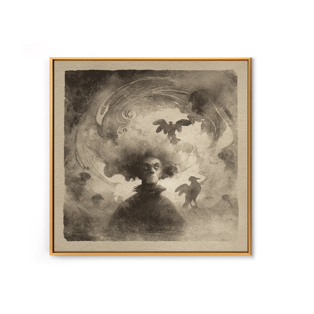 The Lake Phantom, Symbolist Dream Art, Square Wall Art, Dark Fantasy Wall Art, Framed Canvas Print, Halloween Wall Art