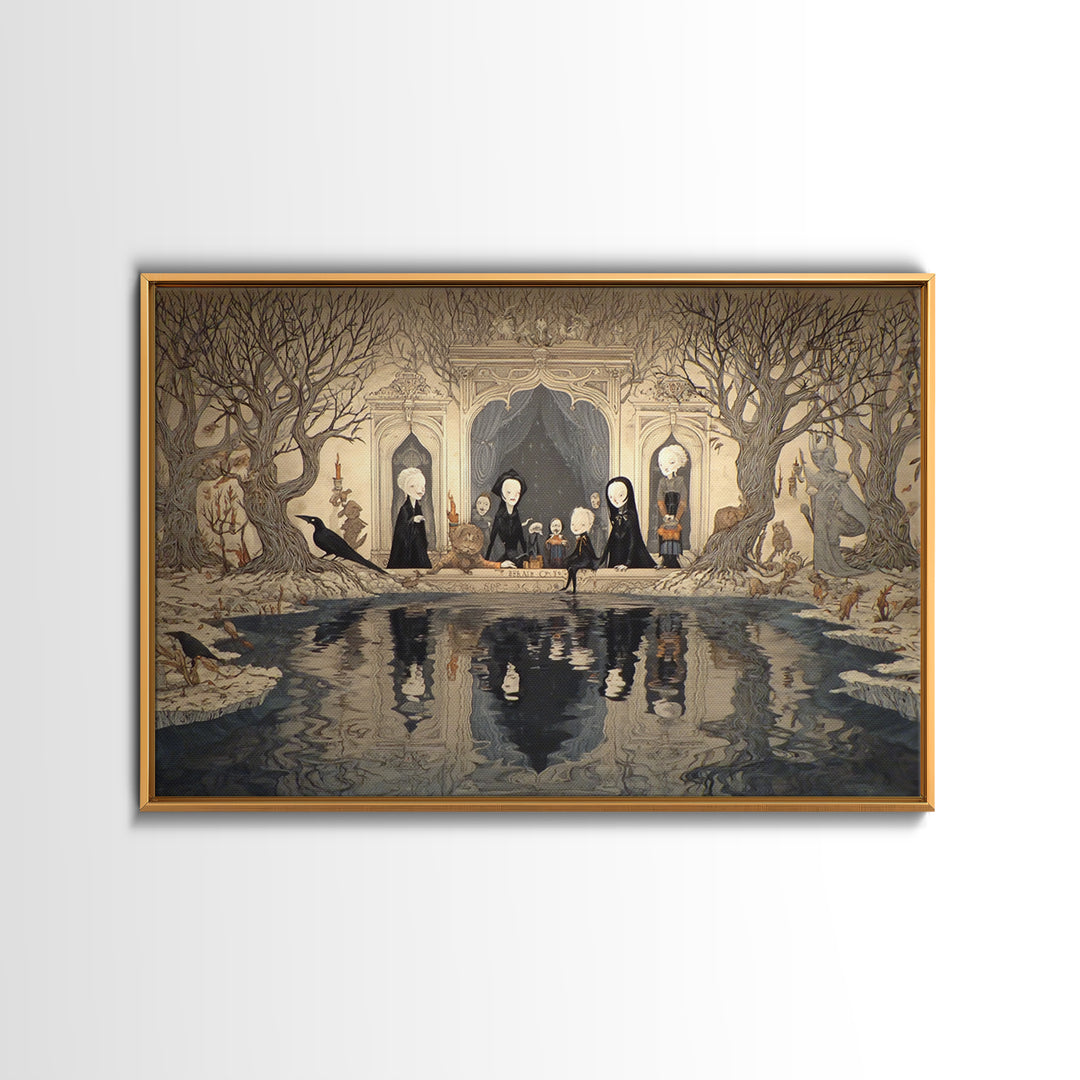 The Lake Phantom, Victorian Macabre Art, Landscape Wall Art, Gothic Horror Wall Art, Canvas Print, Halloween Wall Art, Dark Fantasy Art