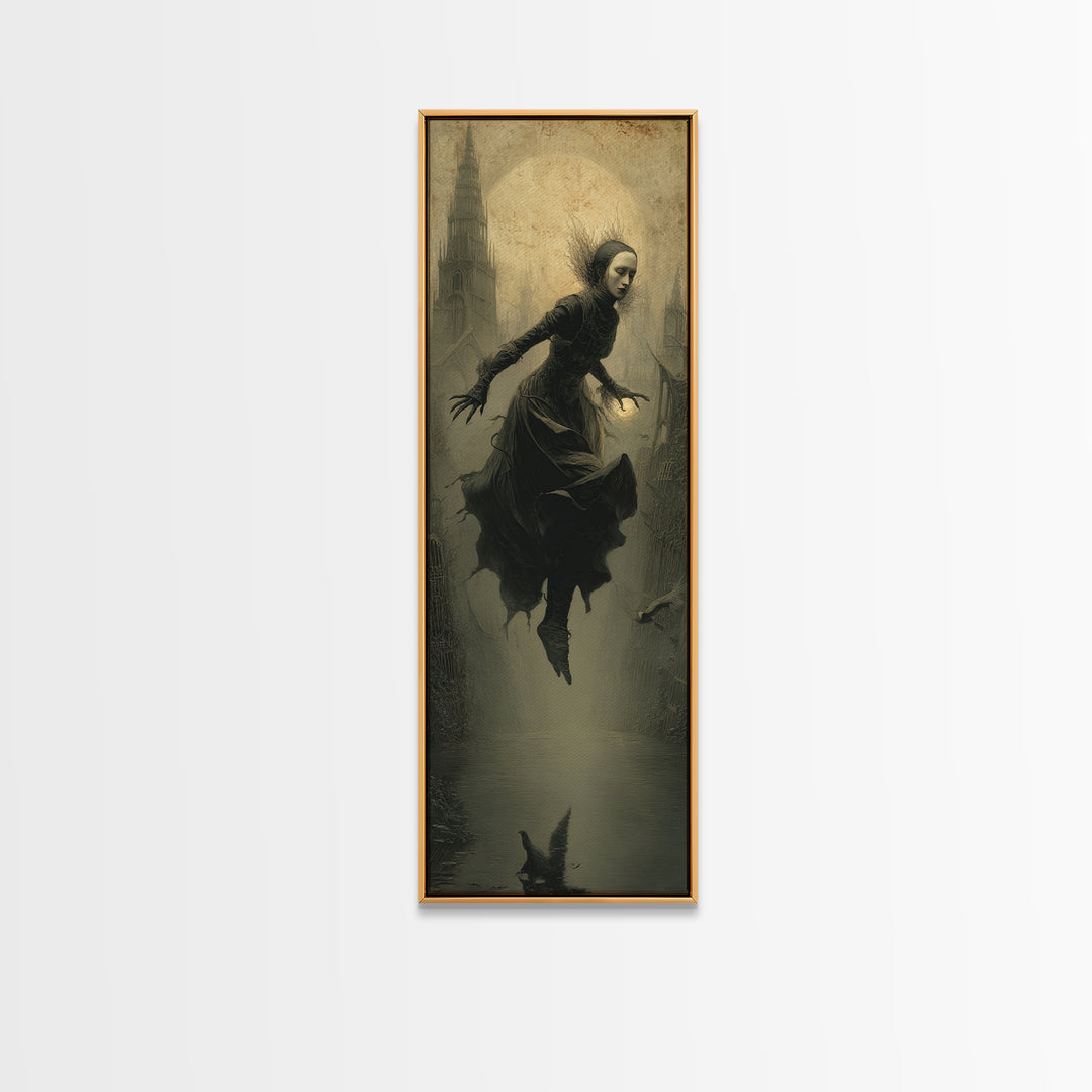 The Lake Phantom, Surreal Apocalyptic Art, Tall Narrow Wall Art, Dark Fantasy Wall Art, Canvas Print, Halloween Wall Art