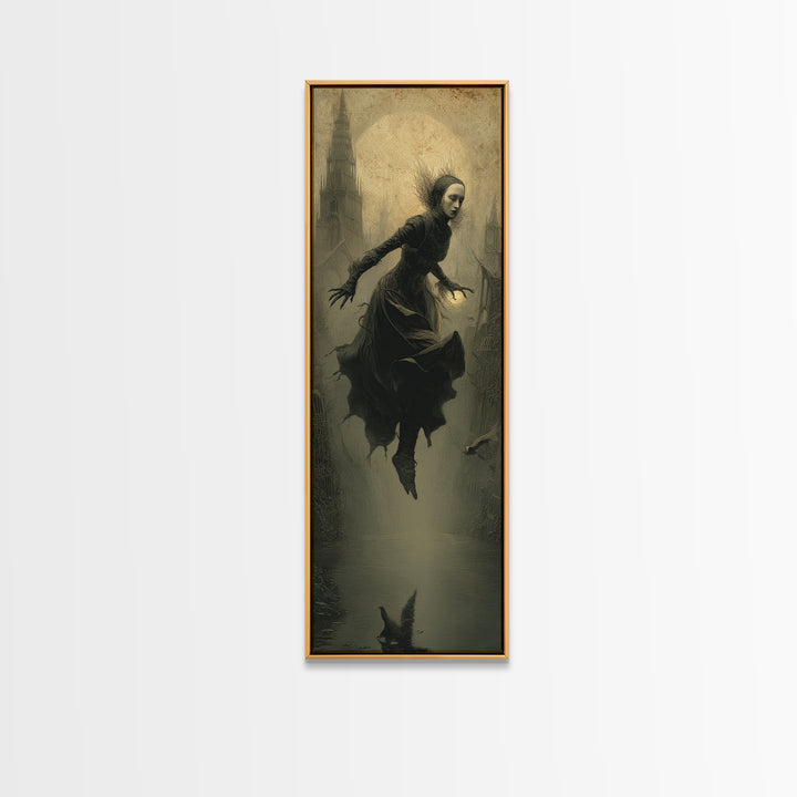 The Lake Phantom, Surreal Apocalyptic Art, Tall Narrow Wall Art, Dark Fantasy Wall Art, Canvas Print, Halloween Wall Art