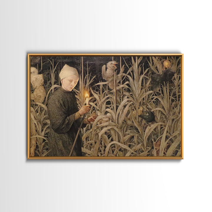 The Salt-Marsh Witch, Medieval Grotesque Art, Landscape Wall Art, Dark Fantasy Wall Art, Framed Canvas Print, Halloween Wall Art
