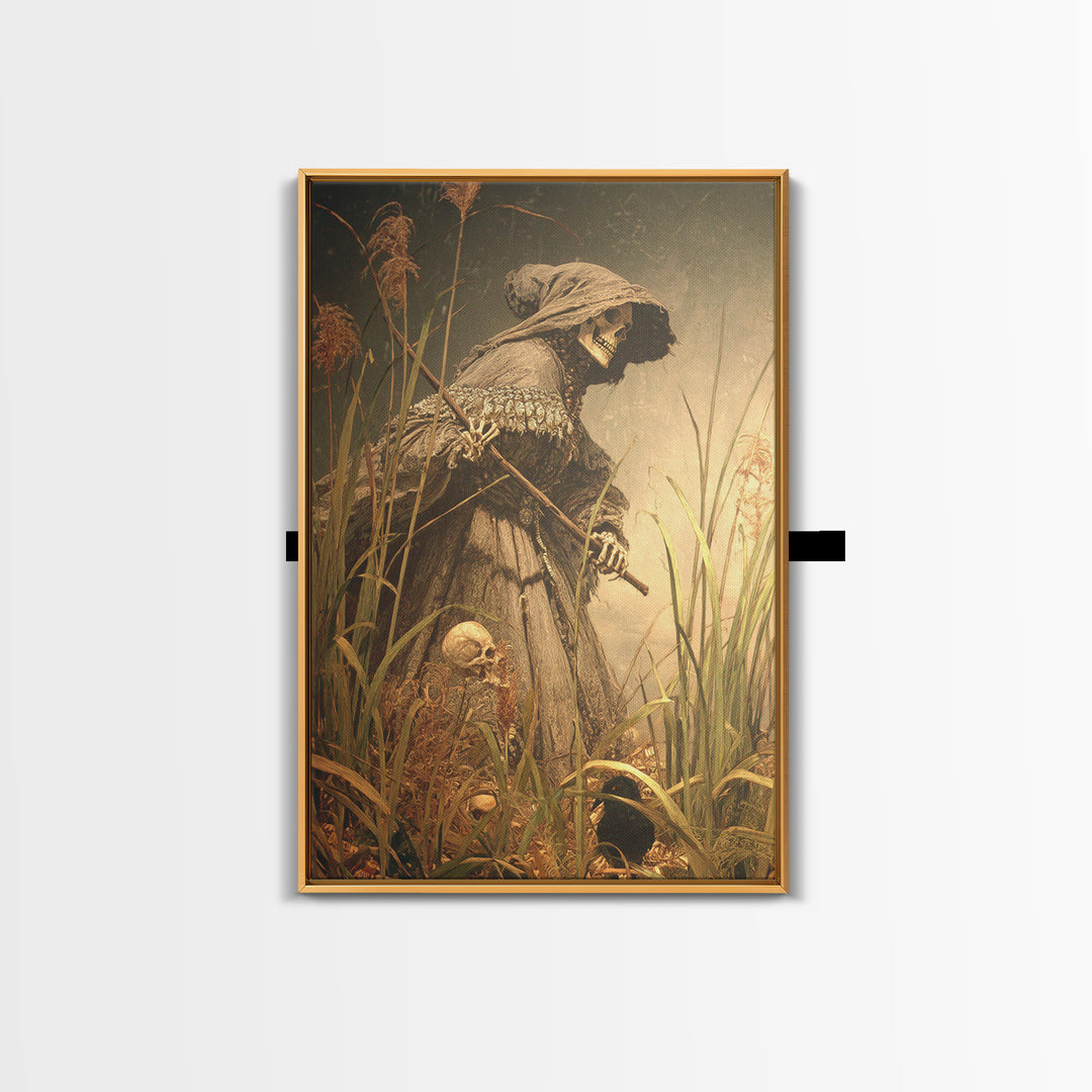 The Salt-Marsh Witch, Danse Macabre Art, Vertical Wall Art, Dark Fantasy Wall Art, Canvas Print, Halloween Wall Art