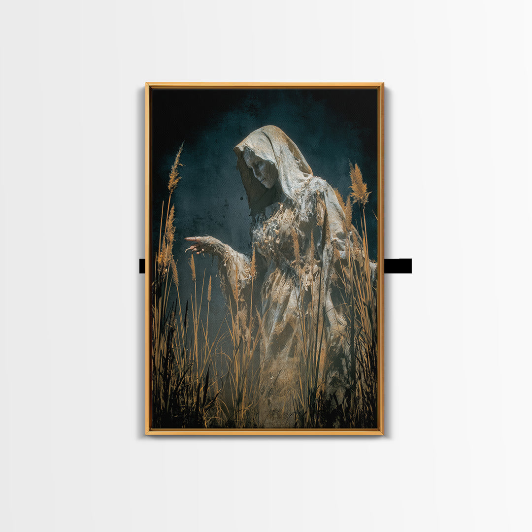 The Salt-Marsh Witch, Visionary Gothic Art, Vertical Wall Art, Dark Fantasy Wall Art, Canvas Print, Halloween Wall Art