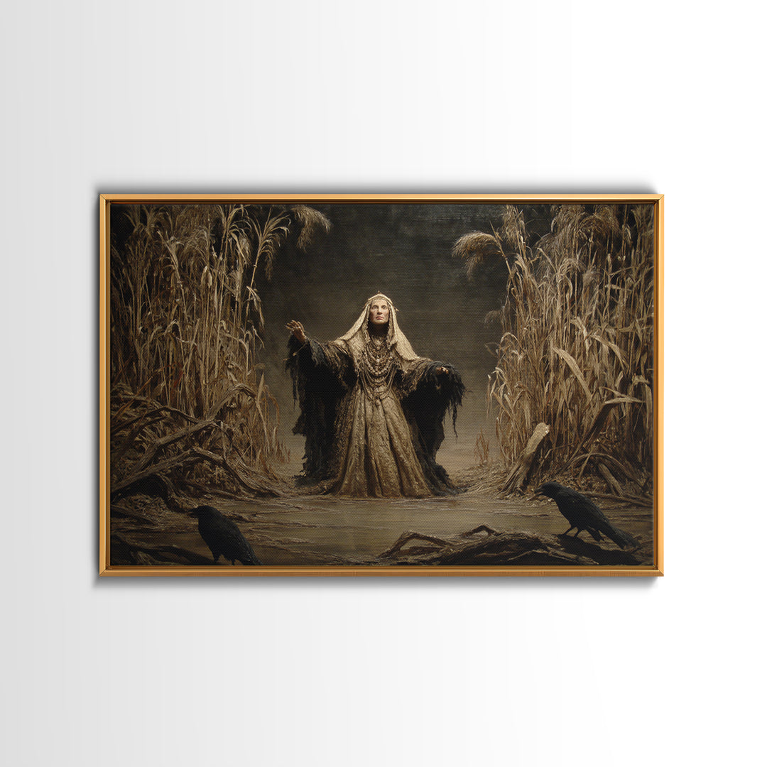 The Salt-Marsh Witch, Symbolist Gothic Landscape, Landscape Wall Art, Gothic Horror Wall Art, Framed Canvas Print, Halloween Wall Art