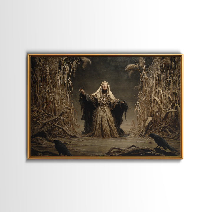 The Salt-Marsh Witch, Symbolist Gothic Landscape, Landscape Wall Art, Gothic Horror Wall Art, Framed Canvas Print, Halloween Wall Art