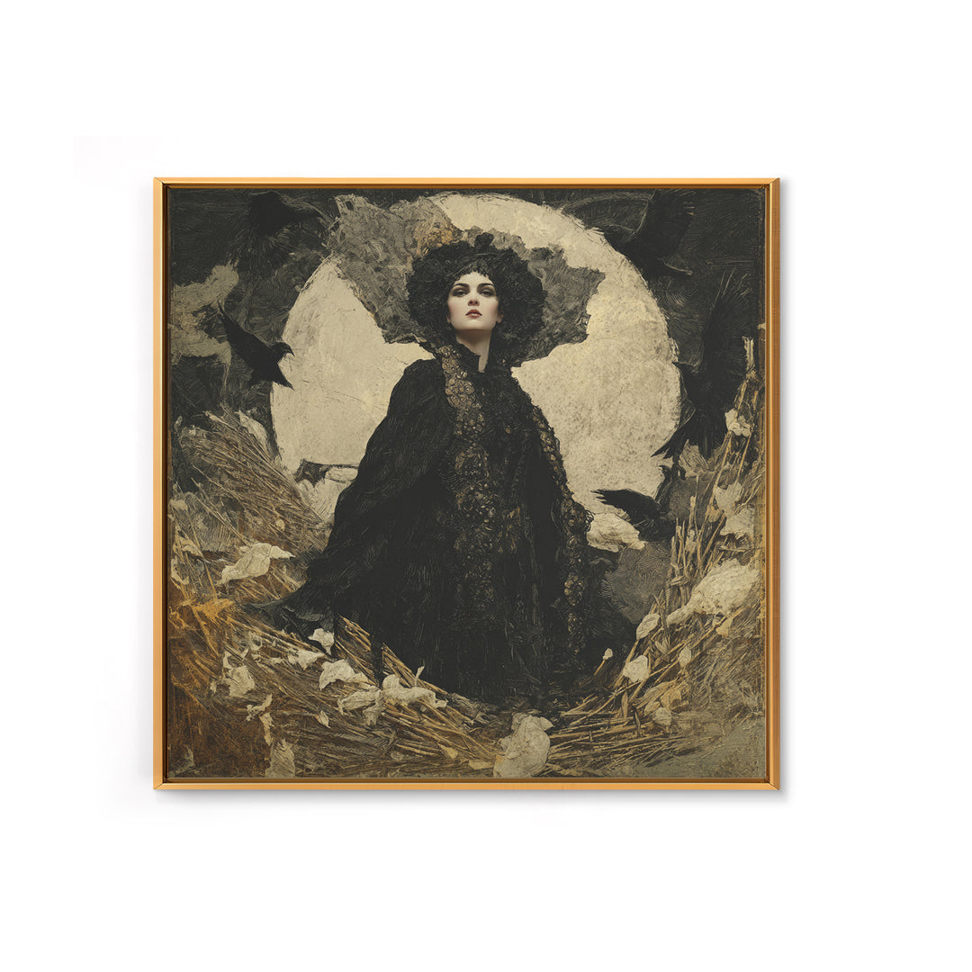 The Salt-Marsh Witch, Dark Symbolist Art, Square Wall Art, Dark Fantasy Wall Art, Canvas Print, Halloween Wall Art