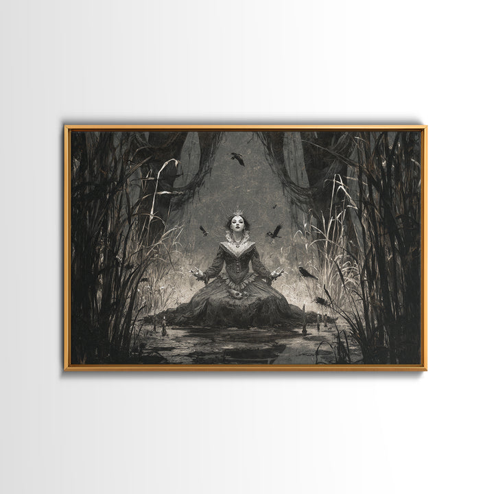 The Salt-Marsh Witch, Expressionist Nightmare Art, Landscape Wall Art, Macabre Wall Art, Framed Canvas Print, Halloween Wall Art