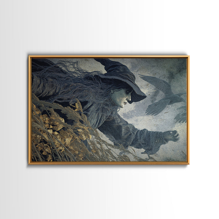 The Salt-Marsh Witch, Expressionist Gothic Art, Landscape Wall Art, Dark Halloween Decor, Canvas Print, Halloween Wall Art