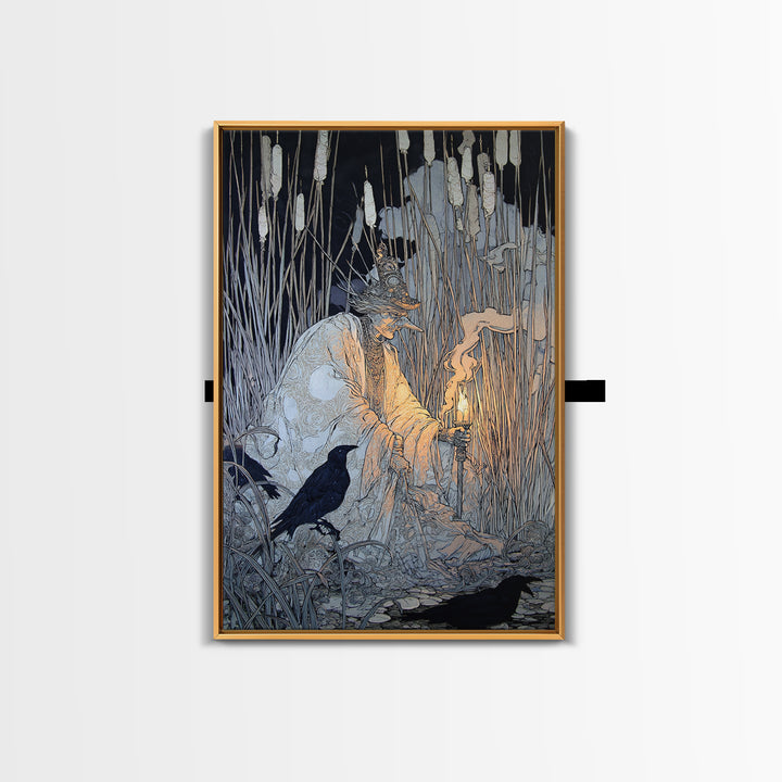 The Salt-Marsh Witch, Stained Glass Gothic Art, Vertical Wall Art, Gothic Horror Wall Art, Canvas Print, Halloween Wall Art