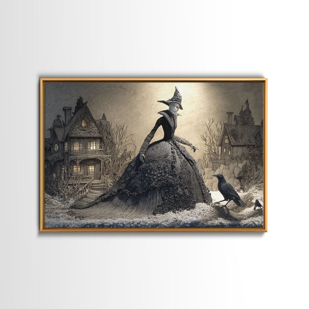 The Salt-Marsh Witch, Victorian Macabre Art, Landscape Wall Art, Macabre Wall Art, Canvas Print, Halloween Wall Art