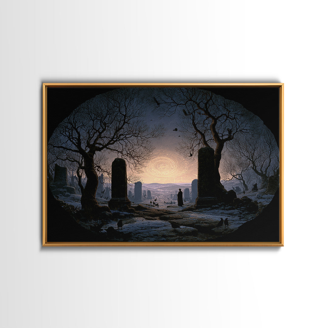 The Stone-Circle Spirit, Romantic Gothic Landscape, Landscape Wall Art, Dark Halloween Decor, Canvas Print, Halloween Wall Art