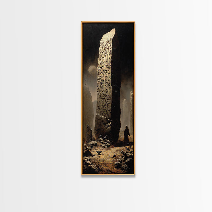 The Stone-Circle Spirit, Surreal Apocalyptic Art, Tall Narrow Wall Art, Dark Fantasy Wall Art, Framed Canvas Print