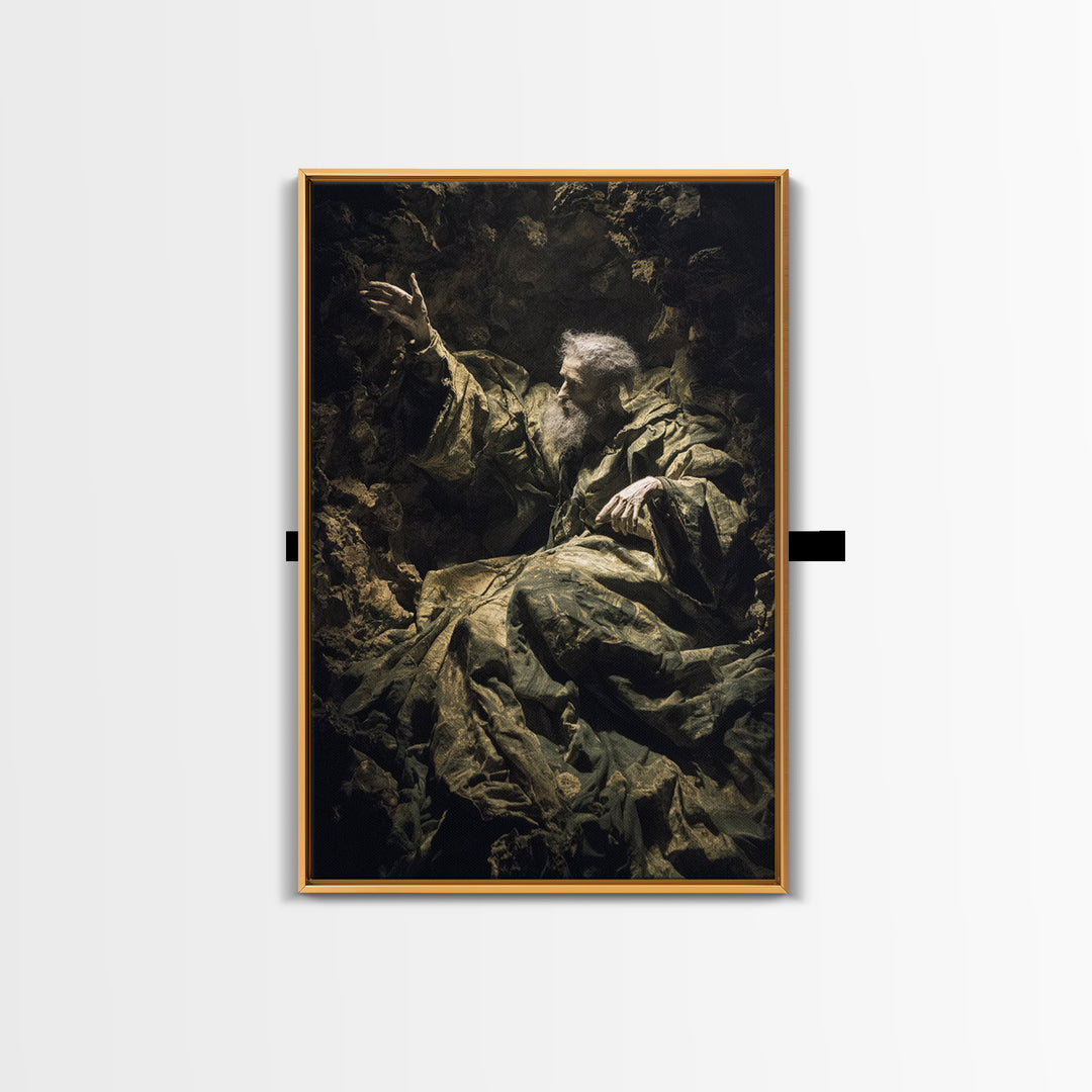 The Cave Oracle, Baroque Witchcraft Art, Vertical Wall Art, Macabre Wall Art, Framed Canvas Print, Halloween Wall Art