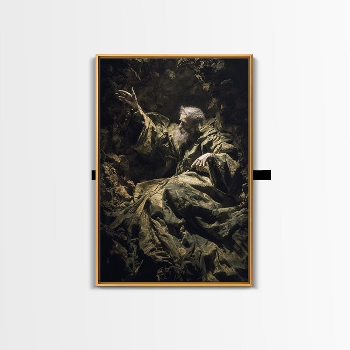 The Cave Oracle, Baroque Witchcraft Art, Vertical Wall Art, Macabre Wall Art, Framed Canvas Print, Halloween Wall Art