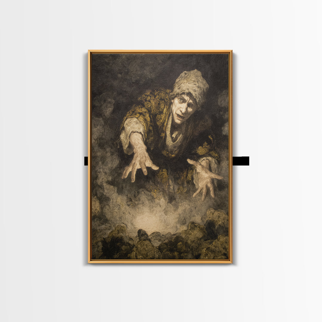 The Cave Oracle, Dark Romantic Horror Art, Vertical Wall Art, Dark Fantasy Wall Art, Canvas Print, Halloween Wall Art, Halloween Decor