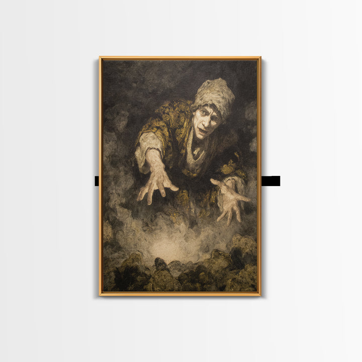 The Cave Oracle, Dark Romantic Horror Art, Vertical Wall Art, Dark Fantasy Wall Art, Canvas Print, Halloween Wall Art, Halloween Decor