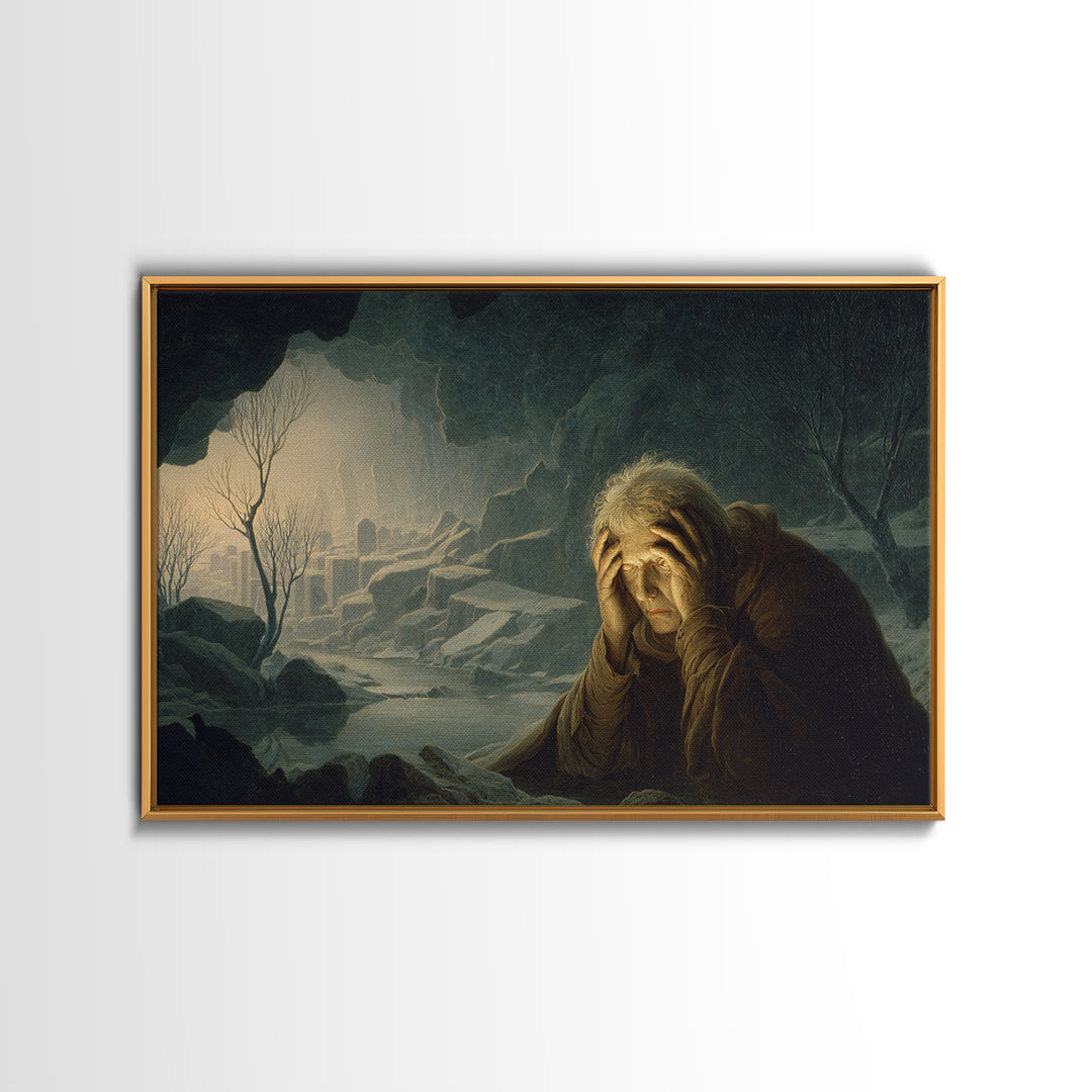 The Cave Oracle, Romantic Gothic Landscape, Landscape Wall Art, Gothic Horror Wall Art, Framed Canvas Print, Halloween Wall Art