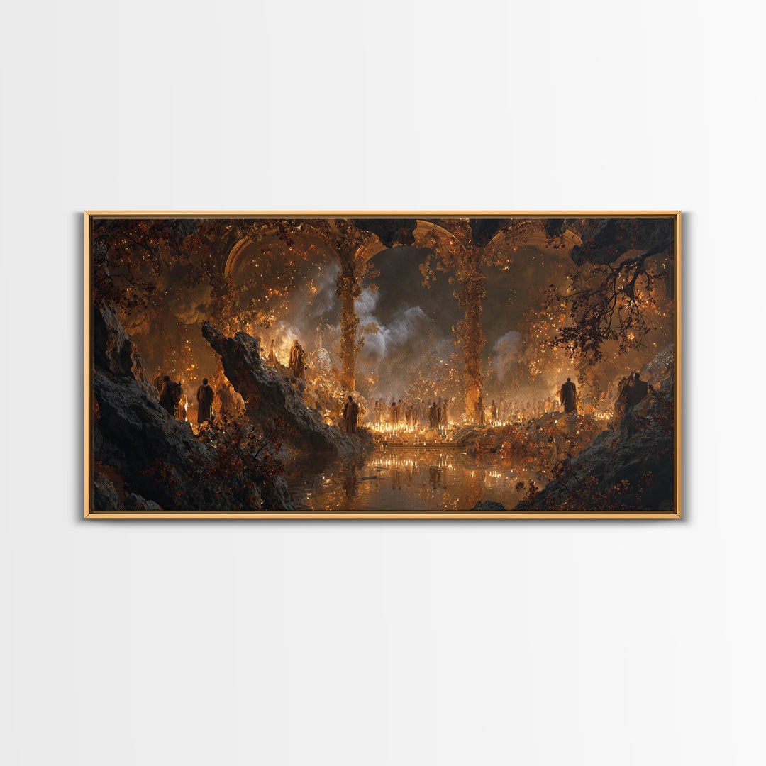 The Cave Oracle, Apocalyptic Romantic Art, Wide Panoramic Art, Gothic Horror Wall Art, Canvas Print, Halloween Wall Art