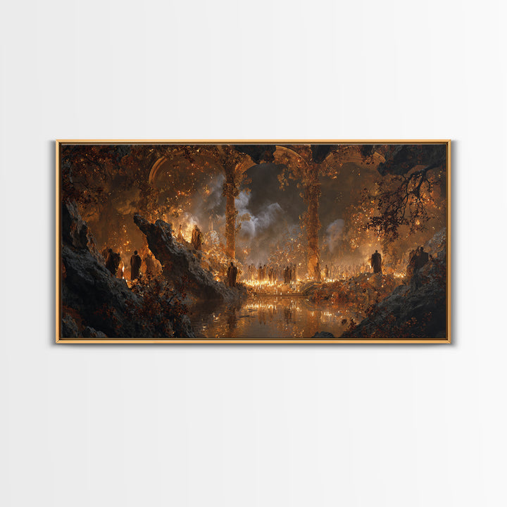 The Cave Oracle, Apocalyptic Romantic Art, Wide Panoramic Art, Gothic Horror Wall Art, Canvas Print, Halloween Wall Art