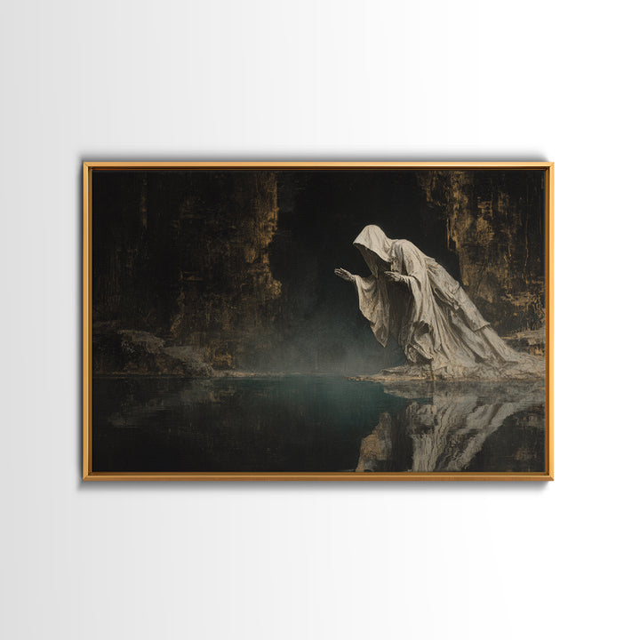 The Cave Oracle, Symbolist Gothic Landscape, Landscape Wall Art, Dark Halloween Decor, Canvas Print, Halloween Wall Art, Gothic Home Decor
