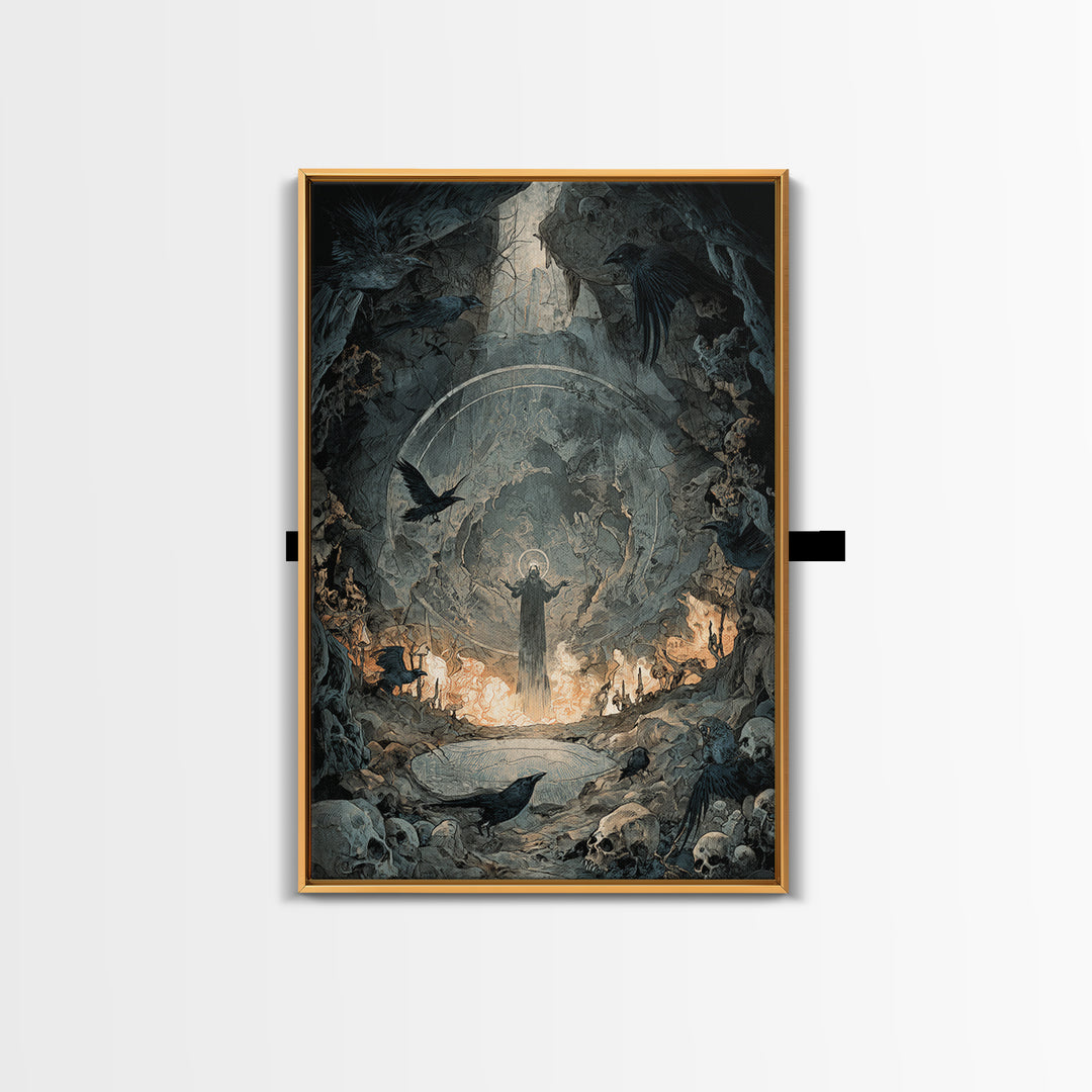 The Cave Oracle, Decadent Gothic Art, Vertical Wall Art, Macabre Wall Art, Canvas Print, Halloween Wall Art, Halloween Decor