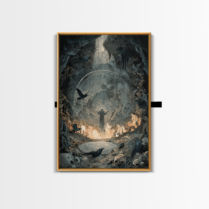 The Cave Oracle, Decadent Gothic Art, Vertical Wall Art, Macabre Wall Art, Canvas Print, Halloween Wall Art, Halloween Decor