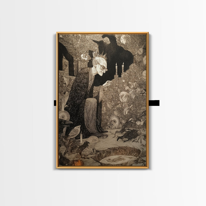 The Cave Oracle, Victorian Macabre Art, Vertical Wall Art, Dark Halloween Decor, Canvas Print, Halloween Wall Art, Macabre Wall Art