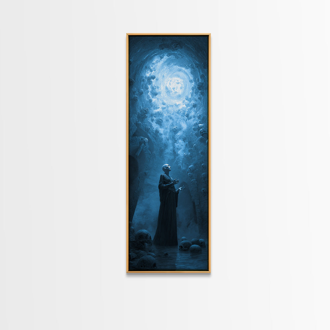 The Cave Oracle, Surreal Apocalyptic Art, Tall Narrow Wall Art, Dark Halloween Decor, Canvas Print, Halloween Wall Art