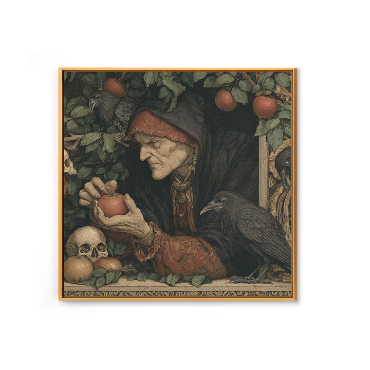 The Orchard Hag, Danse Macabre Art, Square Wall Art, Macabre Wall Art, Framed Canvas Print, Halloween Wall Art