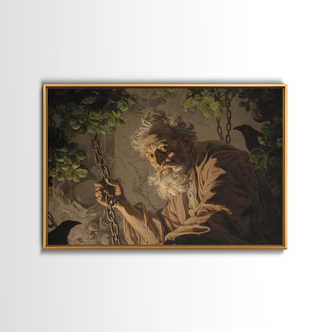 The Orchard Hag, Architectural Etching Art, Landscape Wall Art, Gothic Horror Wall Art, Canvas Print, Halloween Wall Art