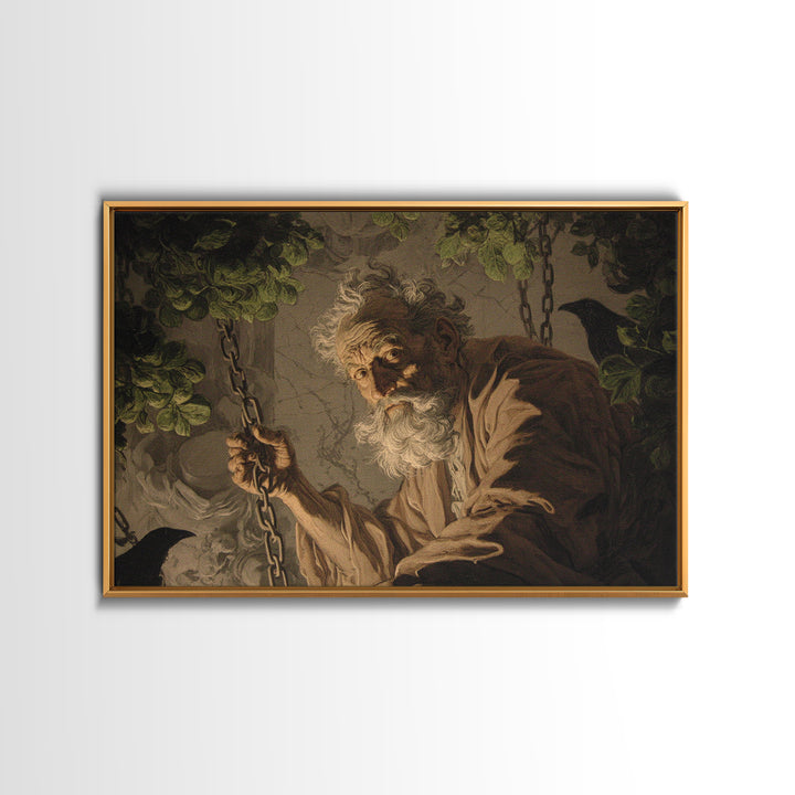 The Orchard Hag, Architectural Etching Art, Landscape Wall Art, Gothic Horror Wall Art, Canvas Print, Halloween Wall Art