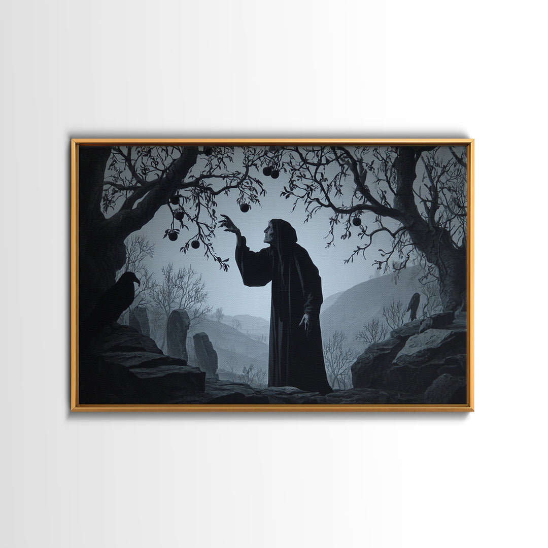 The Orchard Hag, Romantic Gothic Landscape, Landscape Wall Art, Dark Fantasy Wall Art, Canvas Print, Halloween Wall Art