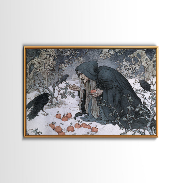 The Orchard Hag, Symbolist Death Art, Landscape Wall Art, Macabre Wall Art, Canvas Print, Halloween Wall Art, Seasonal Home Decor
