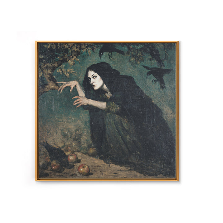 The Orchard Hag, Dark Symbolist Art, Square Wall Art, Macabre Wall Art, Framed Canvas Print, Halloween Wall Art