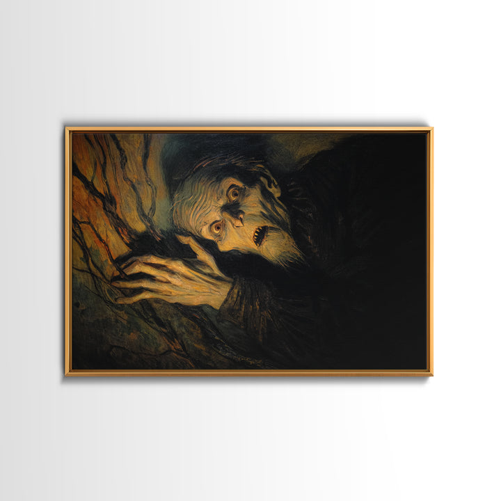 The Orchard Hag, Expressionist Gothic Art, Landscape Wall Art, Macabre Wall Art, Framed Canvas Print, Halloween Wall Art, Gothic Home Decor