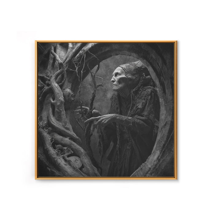 The Orchard Hag, Biomechanical Horror Art, Square Wall Art, Dark Halloween Decor, Canvas Print, Halloween Wall Art, Statement Wall Art