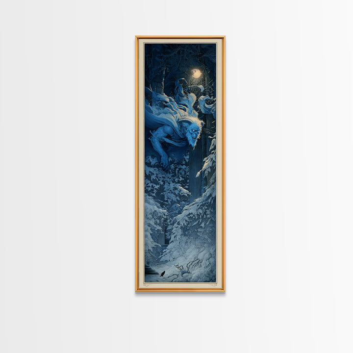 The Frost Goblin, Gothic Engraving Art, Tall Narrow Wall Art, Gothic Horror Wall Art, Framed Canvas Print, Halloween Wall Art